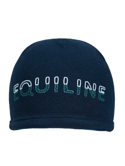Navy blue fleece hat with white and green letters - Equiline - imagen 2