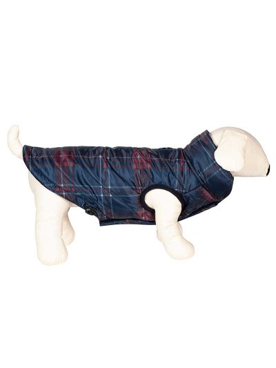 Abrigo para perro con estampado tartán azul marino y granate Potty - Equiline