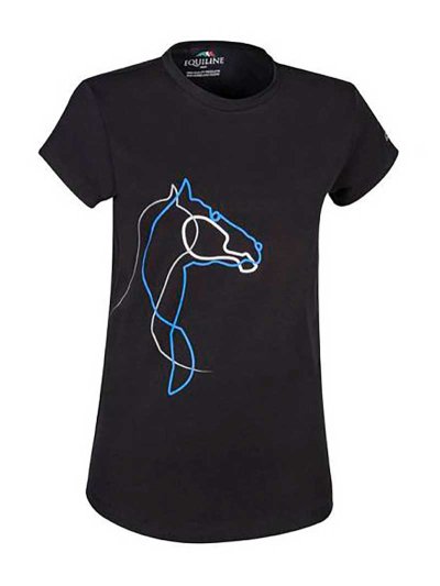 T-shirt à manches courtes noir avec ilustración en gris, blanc et bleu pour femme Zelda - Equiline