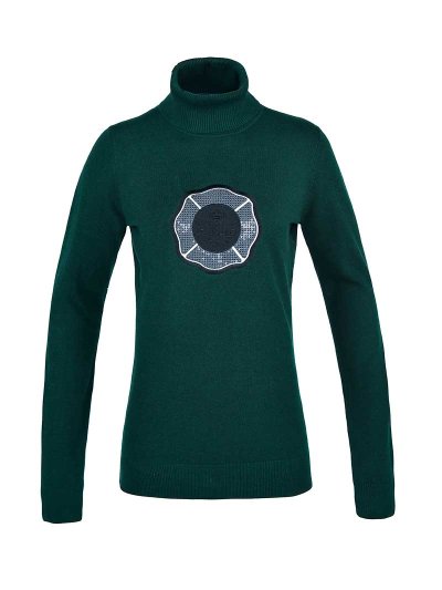 Dark green fine knit roll‑neck sweater for women – KLchevak - Kingsland
