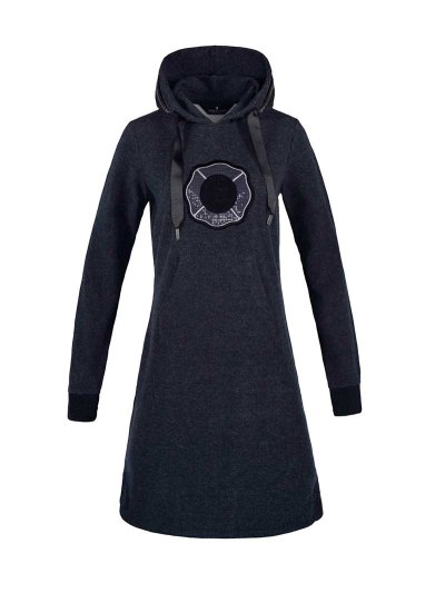 Dark grey fleece sweatshirt/dress with hood for women – KLnenana - Kingsland