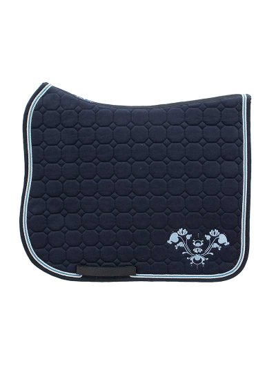 Sudadero de doma azul marino con bordado azul claro para caballo (full) Merneith - Equiline