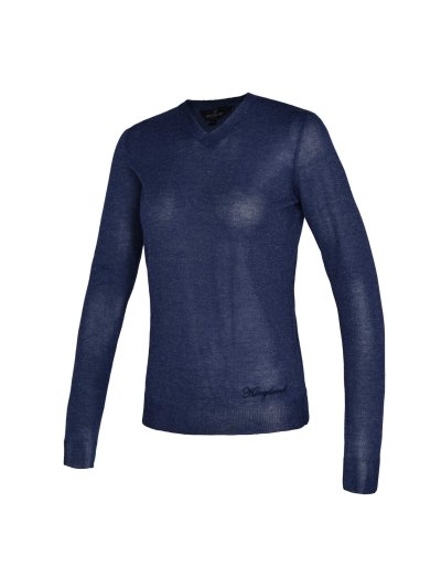 Dark blue fine-knit sweater with glitter-effect fabric for woman – Polodi – Kingsland Dressage