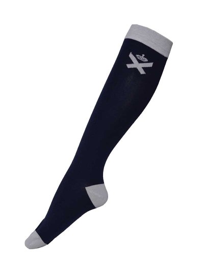 Calcetines coolmax de caña alta azul marino y gris con brillantes - Yopal - Kingsland Dressage