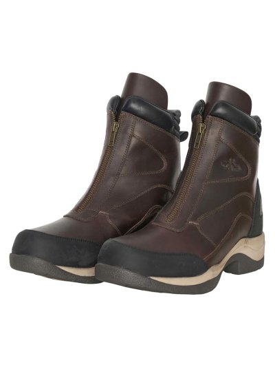 Botines marrón oscuro de piel para montar a caballo con cremallera delantera-Caitlin - HV Polo