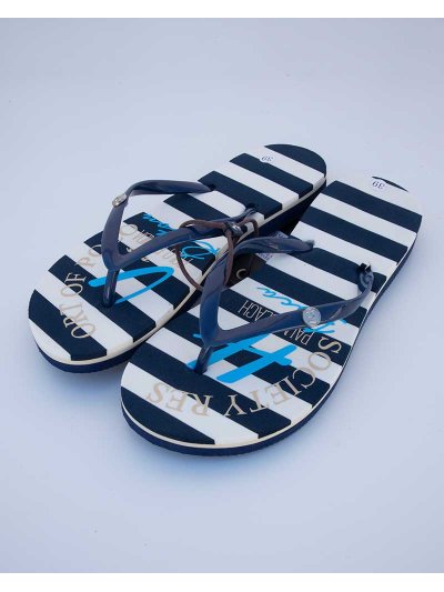 Navy and white striped flip-flops – Sun Navy - HV Polo