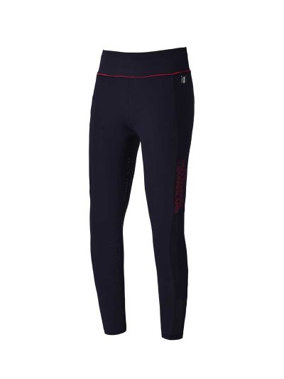 Girls’ navy riding tights with red trim (full seat grip) – KLkandy - Kingsland