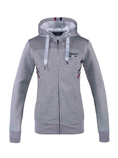 Light grey sweatshirt with zipper and hood for women KLbarisa - Kingsland