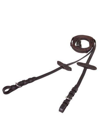 Dark brown web grip 16mm reins for pony - Premiere
