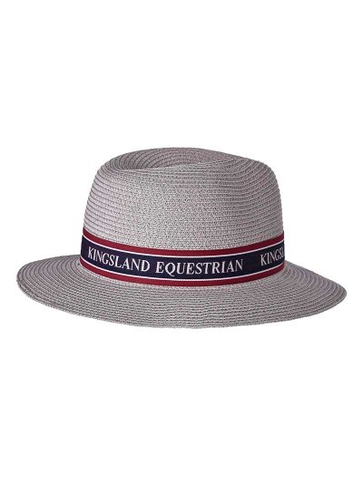 Light grey straw hat with tricolor band unisex KLtad - Kingsland
