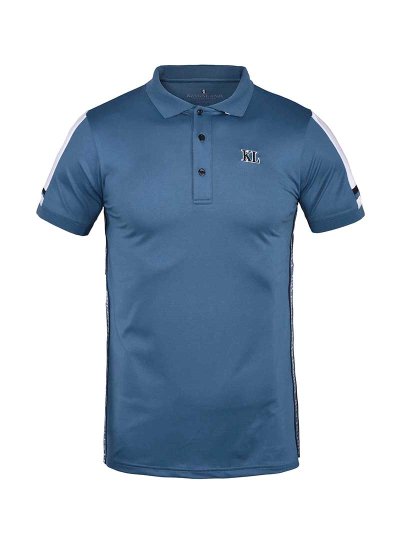 Polo de manga corta de piqué técnico azul para hombre KLugo - Kingsland