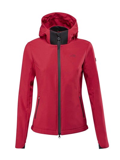 Dark red/burgundy softshell jacket with fleece lining and hood for women - Equiline