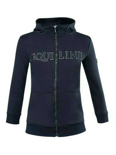 Sudadera azul marino con cremallera y capucha junior unisex - Equiline