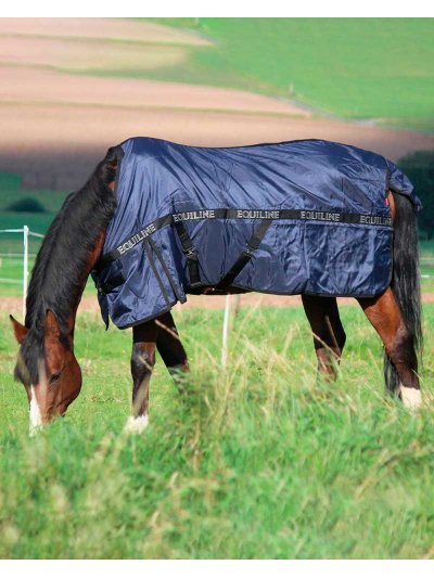 Manta impermeable de paddock azul marino (0g 840D) para caballo Dakota - Equiline