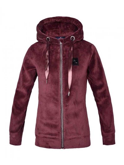 Women’s burgundy fleece jacket with hood – KLida - Kingsland