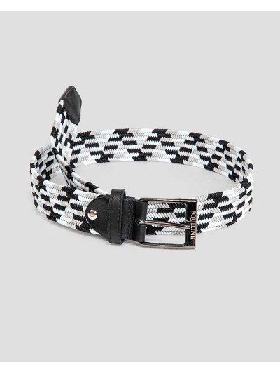 Cinturón trenzado elástico de algodón gris, blanco y negro unisex Cuba - Equiline