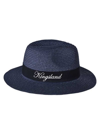 Navy blue Panama straw hat with black ribbon for women - KLgladys - Kingsland Dressage