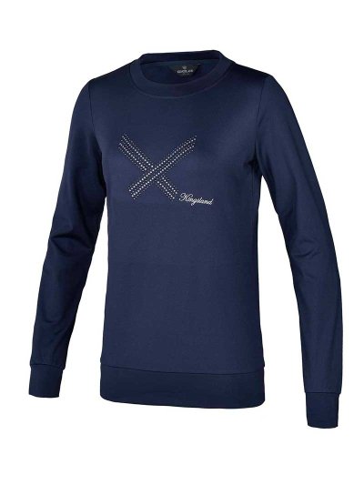 Navy blue thin fleece jersey with rhinestones and studs for women - KLscarlette - Kingsland Dressage