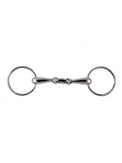 Filete inoxidable de 3 piezas con anillas de 17mm y diámetro 6,5cm para caballo - Zaldi