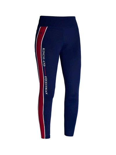 Navy Blue and Burgundy Girls' Riding Tights with Seat Grip KLkandy - Kingsland