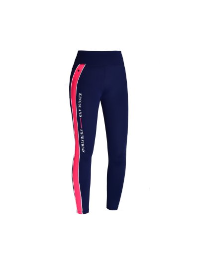 Leggings d'équitation bleu marine et corail avec grip au genou pour femme KLkarina - Kingsland