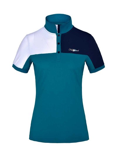 Polo en piqué à manches courtes turquoise (blue deep lagoon), bleu marine et blanc pour femme KLjaney - Kingsland