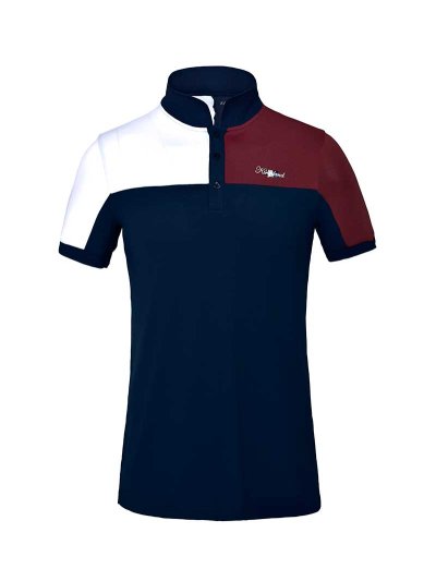Polo de manga corta de micropiqué azul marino, burdeos y blanco para hombre KLjanko - Kingsland