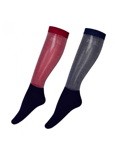 Pack de 2 pares de calcetines finos de competición (burdeos y azul marino) con brillantina KLjoan - Kingsland