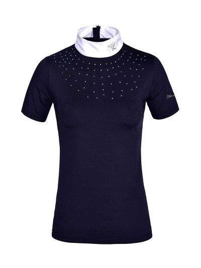 Polo de concours à manches courtes bleu marine (navy blazer) à strass pour femme KLjanna - Kingsland