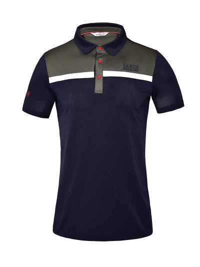 Polo de manga corta de piqué técnico azul marino para hombre - KLjonatan - Kingsland Earth