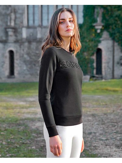 Black sweatshirt with rhinestones for women – Gefrag - Equiline
