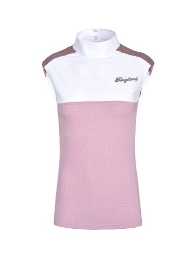 Polo de compétition sans manches rose et blanc pour femme KLlia - Kingsland