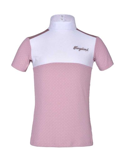 Polo de compétition à manches courtes rose et blanc pour fille KLlola - Kingsland