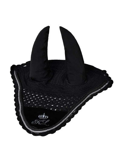 Bonnet en crochet noir avec velours et oreilles élastiques pour cheval KLmelanie - Kingsland