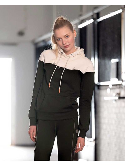Sudadera polar con capucha caqui oscuro y crema unisex KLmelany - Kingsland