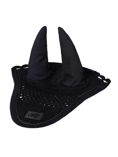 Bonnet en crochet noir avec soie et oreilles élastiques pour poney (C et D) KLnixe - Kingsland