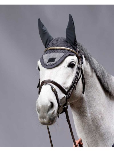 Bonnet en crochet gris avec soie et oreilles élastiques pour cheval (full et/ou cob) KLnixe - Kingsland