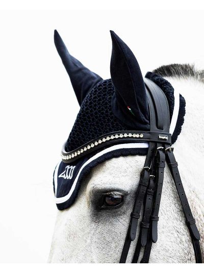Navy blue earmuffs with elastic ears for horses (full) Christophec - Equiline - imagen 3