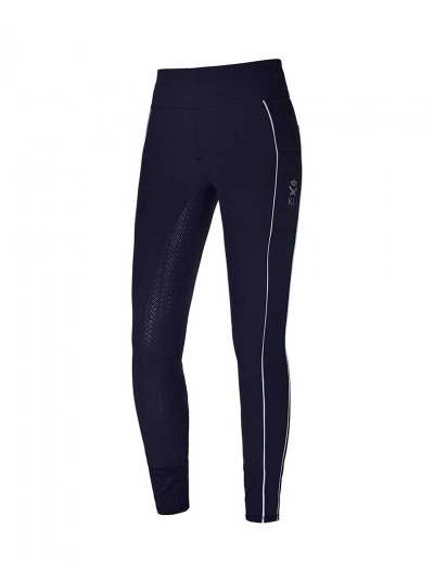Pantalones pull-on azul marino con cinturón ancha y elástica y grip de silicona en la culera Katja - Kingsland