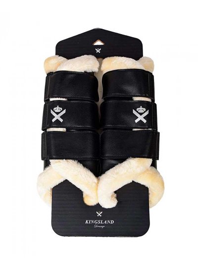 Pack de 2 protectores de doma negros con borreguillo para caballo y/o pony - KLtali - Kingsland Dressage