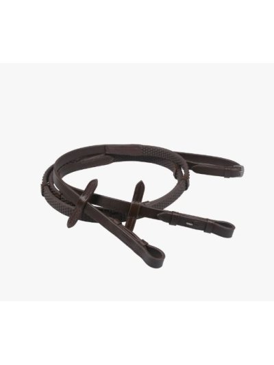 Riendas de goma blanda con topes color marrón para pony - QHP