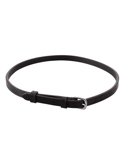 Cierrabocas de cuero negro con hebilla plateada para caballo y pony - BR