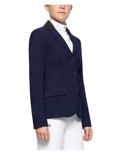 Veste de compétition bleu foncé intense avec col Alcantara noir pour fille GP - Cavalleria Toscana