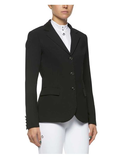 Veste de compétition noire à col en Alcantara et boutons pour femme GP - Cavalleria Toscana