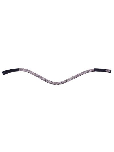 Frontalera (10mm) de brillantes sobre cuero negro para caballo Verbena - QHP