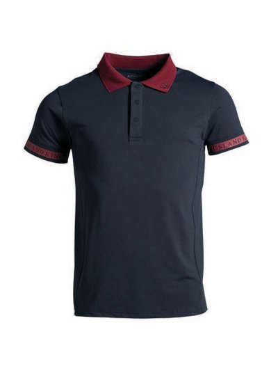 Polo de malla técnica de manga corta azul marino y burdeos para hombre KLparker - Kingsland