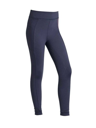 Leggings bleu marine avec sangles bordeaux et blanc (grip à fond intégral) pour fille KLkandy - Kingsland