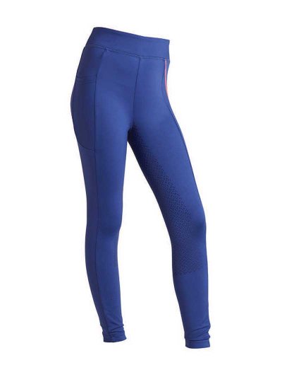 Leggings bleu eléctrico avec sangles corail et orange (grip à fond intégral) pour fille KLkandy - Kingsland