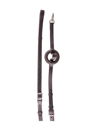 Black Side Reins with Rubber Ring for Pony - Premiere