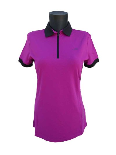 Polo de pique technique d'entraînement à manches courtes violeta pour femme Cybelec - Equiline